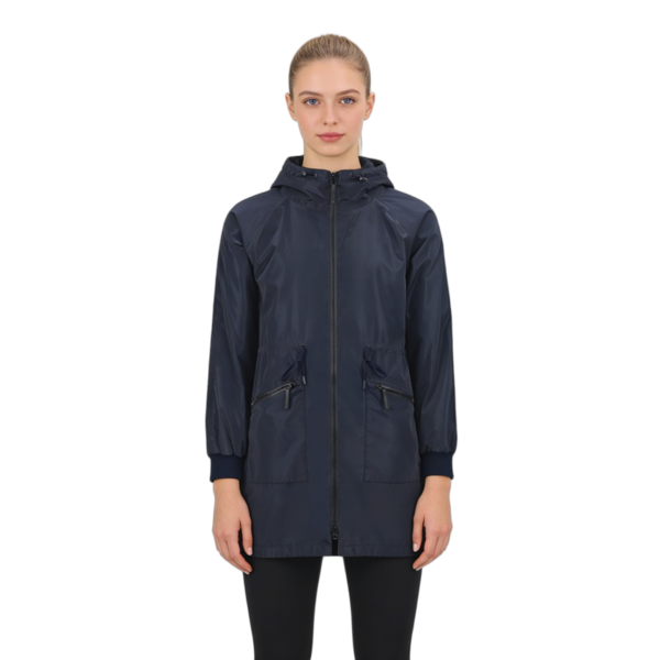 Custom Black Rainproof Coat, Adjustable Hat, Elastic Cuffs