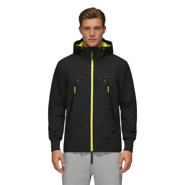 Custom Hiking Windproof Jacket, Adjustable Hat, Waterproof Zipper, Elastic Cuffs