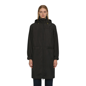 Custom Black Rainproof Parka, Elastic Cuffs, Hidden Pockets, Double Zippers