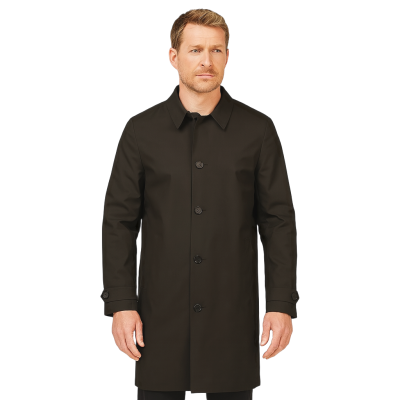 Custom Lightweight Black Trench Coat, Shirt Style, Single-Breasted, Adjustable Cuffs