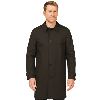 Custom Lightweight Black Trench Coat, Shirt Style, Single-Breasted, Adjustable Cuffs