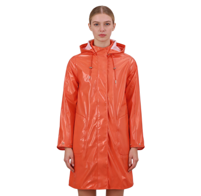 Custom Orange Raincoat, Level 3 Waterproof, Detachable Hat
