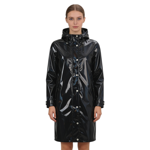 Custom Black Raincoat, Level 3 Waterproof, Adjustable Hat, Supports Wholesale