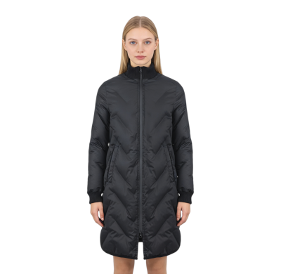 Custom Black Insulated Parka, Warm and Comfortable, Elastic Cuffs, Two-Way Zipper