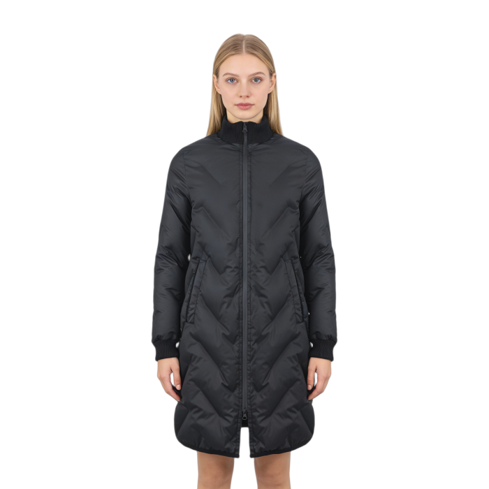 Custom Black Insulated Parka, Warm and Comfortable, Elastic Cuffs, Two-Way Zipper