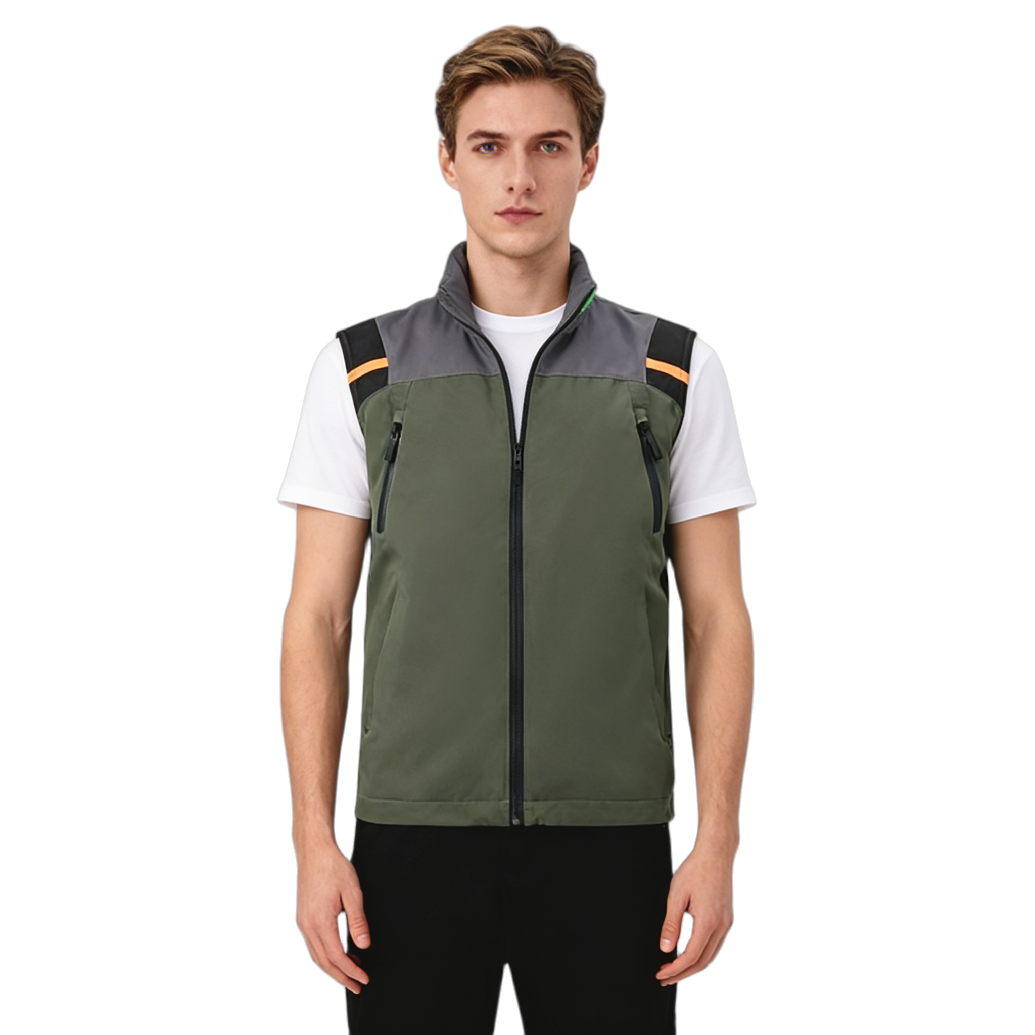Custom windproof fleece vest with concealed pockets