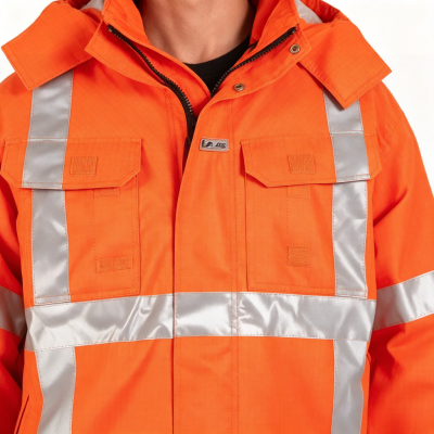 Custom Flame Retardant Jacket, Hood, Waterproof 3 Class, Orange