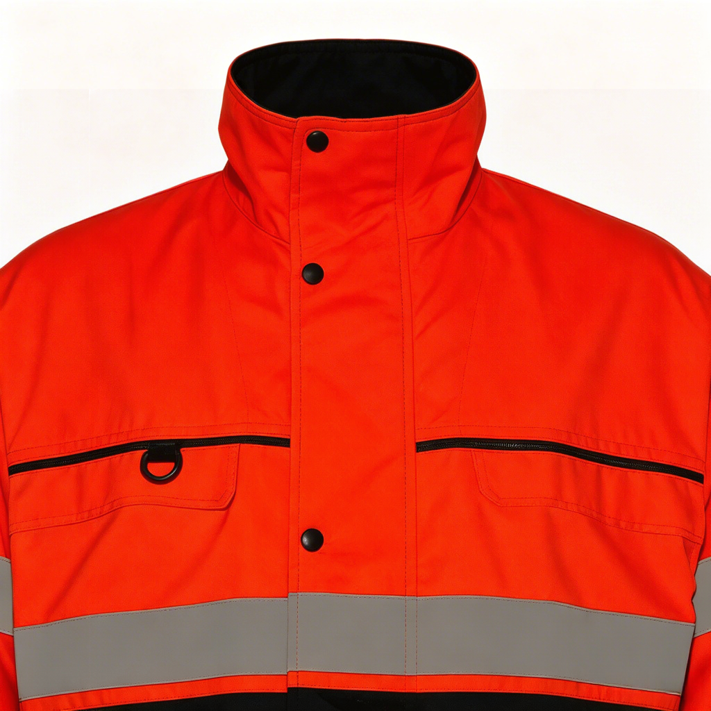 Flame Retardant Jacket Stand Collar and Chest Pocket Detail