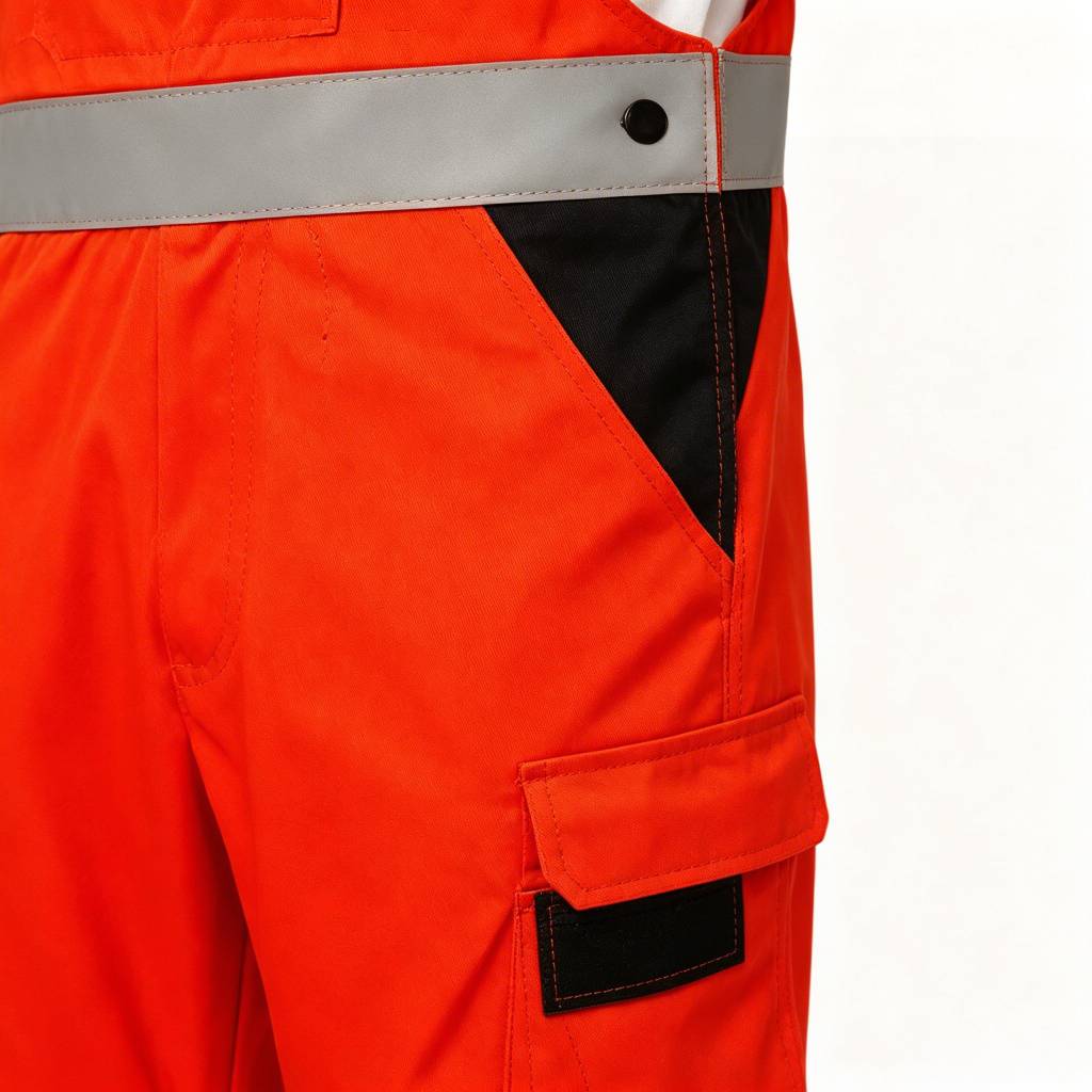 High Visibility Bib Overalls Pocket and Reflective Detail