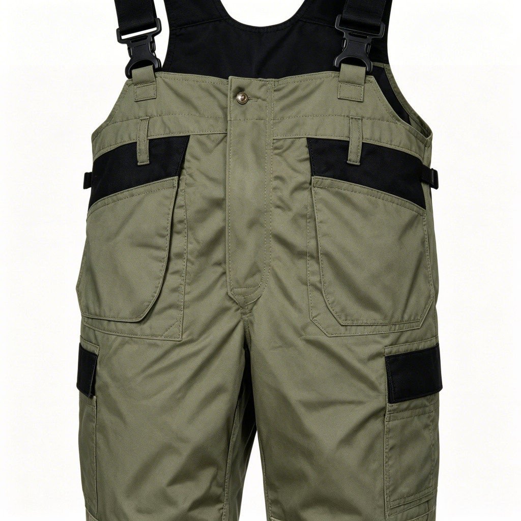 Waterproof Bib Overalls Wide Strap and Pocket Detail