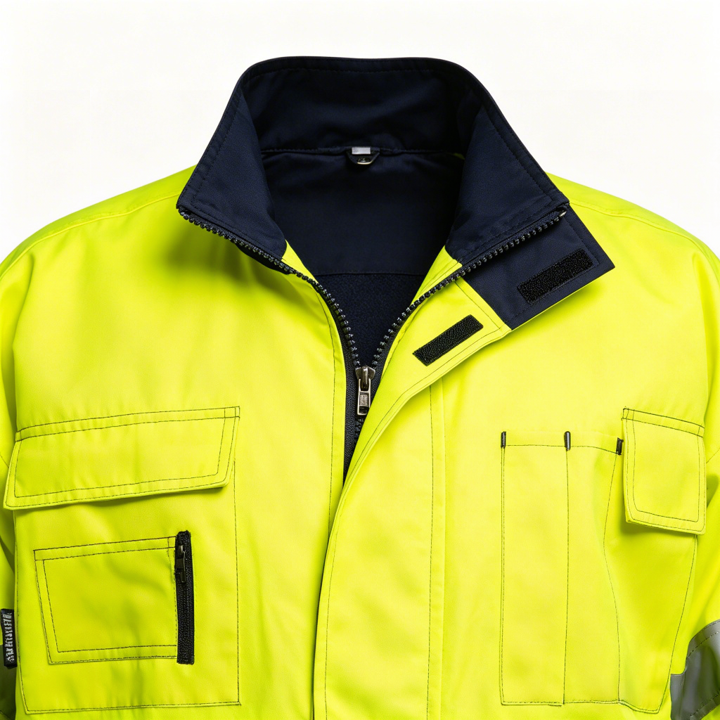 Hi-Vis Jacket Collar and Chest Pocket Detail
