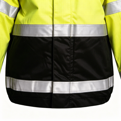 Custom Flame Retardant Winter Jacket,  Yellow Coats with Black Bottom