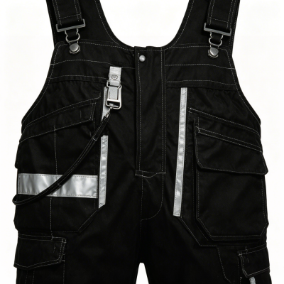 Custom Durable Denim Overalls With Suspenders, Wide Shoulder Straps
