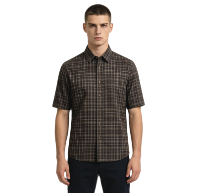 Custom Brown Check Shirt - Lightweight Breathable Button-Down Casual Shirt