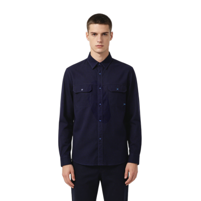Custom Navy Work Shirt - Long Sleeve Breathable Button-Down Commuter Shirt