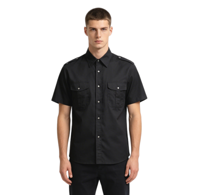 Custom Black Work Shirt - Short Sleeve Breathable Button-Down Commuter Shirt