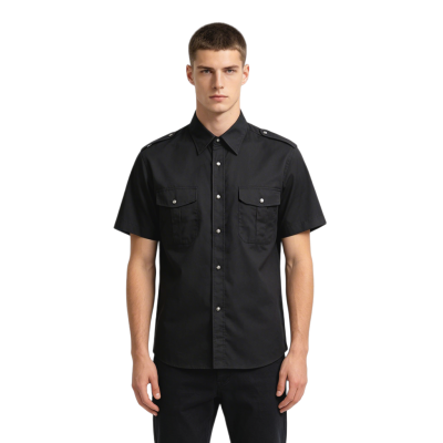 Custom Black Work Shirt - Short Sleeve Breathable Button-Down Commuter Shirt