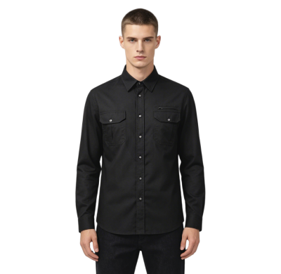 Custom Black Work Shirt - Long Sleeve Breathable Button-Down Commuter Shirt