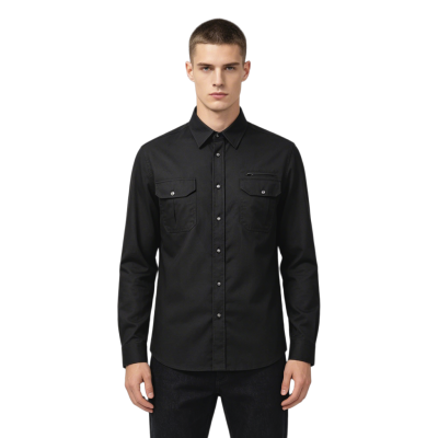 Custom Black Work Shirt - Long Sleeve Breathable Button-Down Commuter Shirt