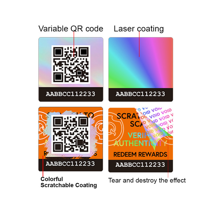 Tamper proof traceability security barcode warranty qr code void labels sticker