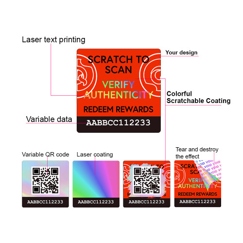 Tamper proof traceability security barcode warranty qr code void labels sticker