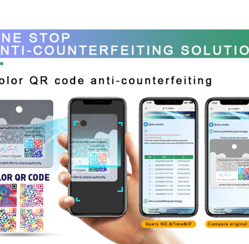 QR code anti-counterfeit label packaging, scanning code for traceability, checking authenticity