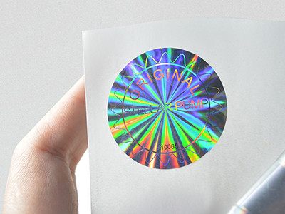 Hologram sticker diffracting light