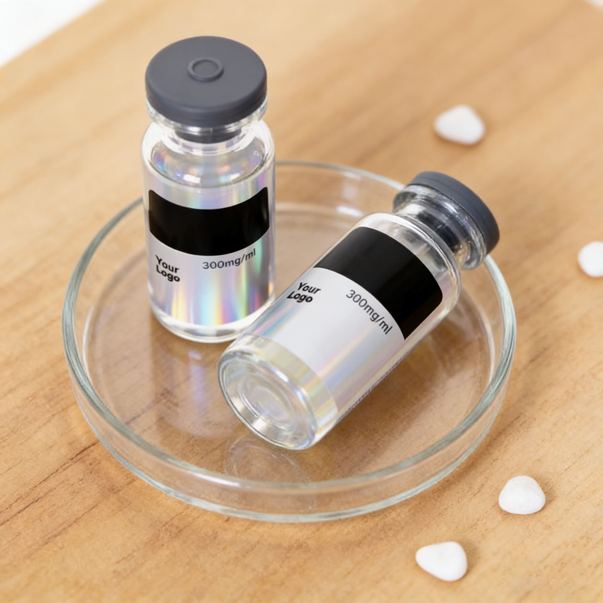 Pharmaceutical vials with holographic security labels