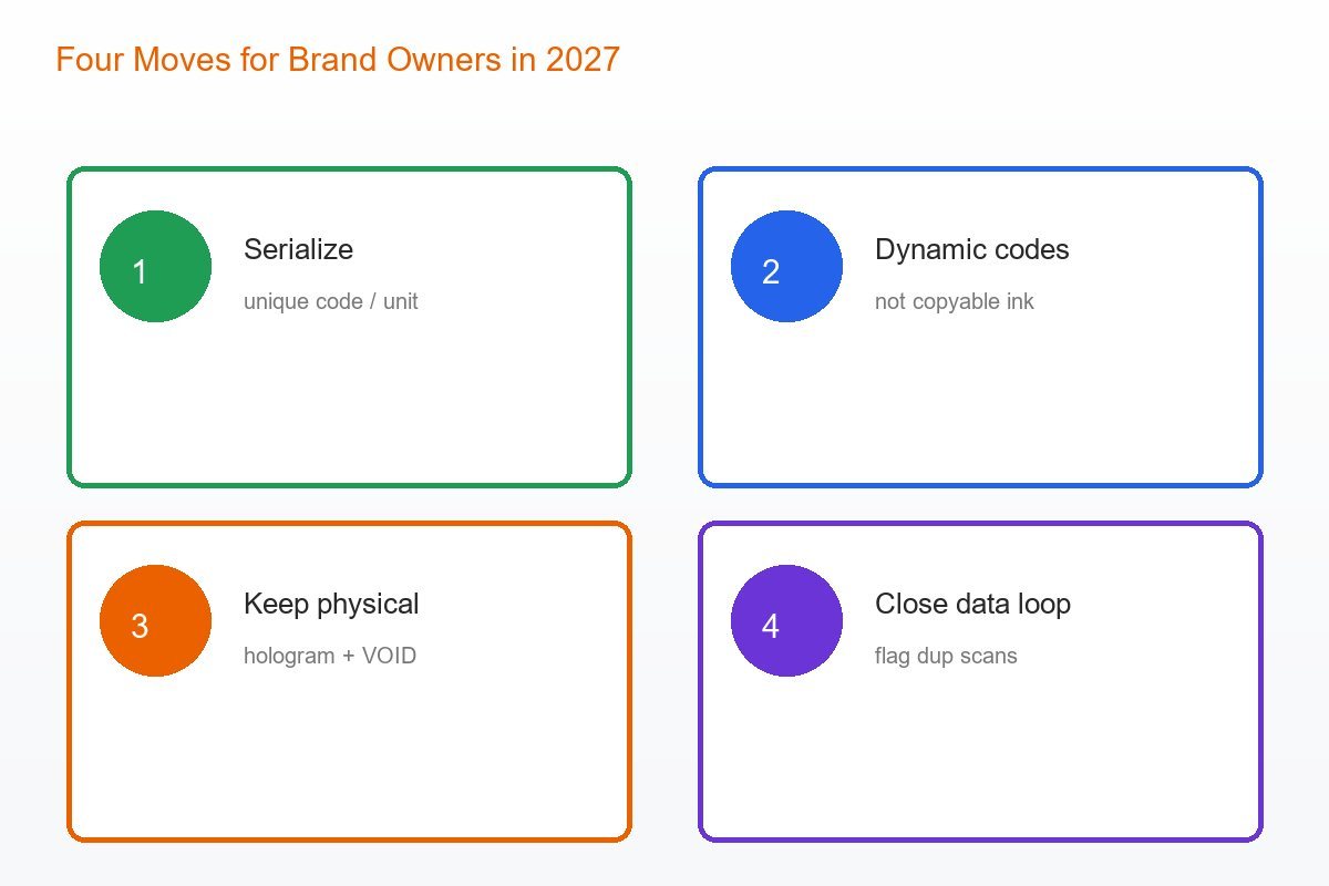 Four moves for brand owners in 2027: serialize, make codes dynamic, keep a physical layer, close the data loop