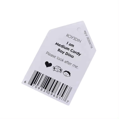 Anti-counterfeiting custom shape clothing hang tag design samples