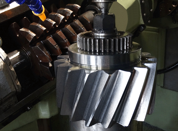 Gear hobbing operation on a helical gear blank