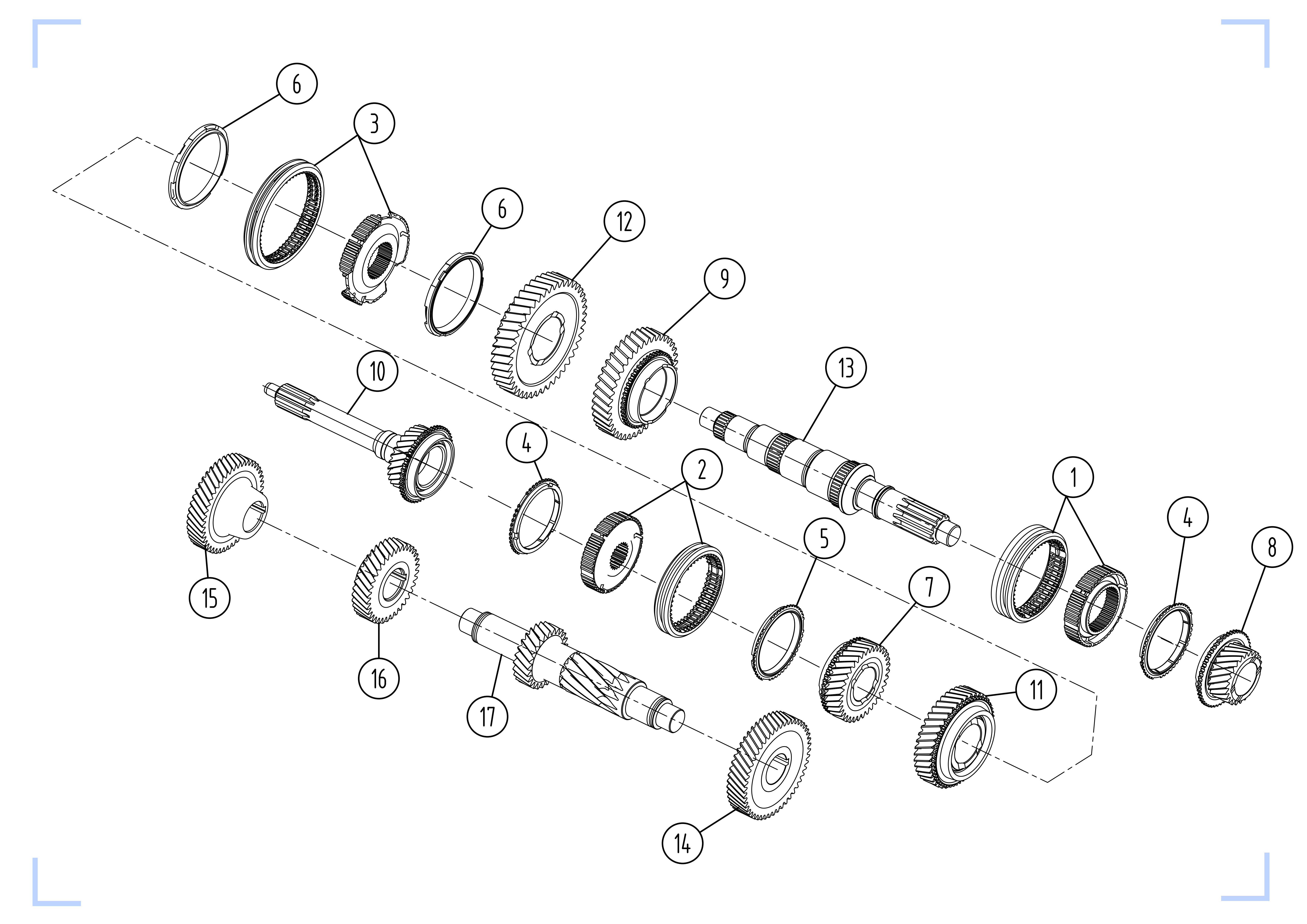 Eaton FSO4405 gearbox parts exploded view-PairGears