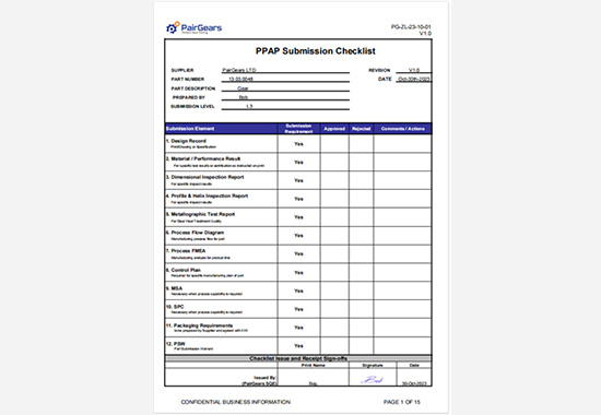 Production Part Approval Process（PPAP）