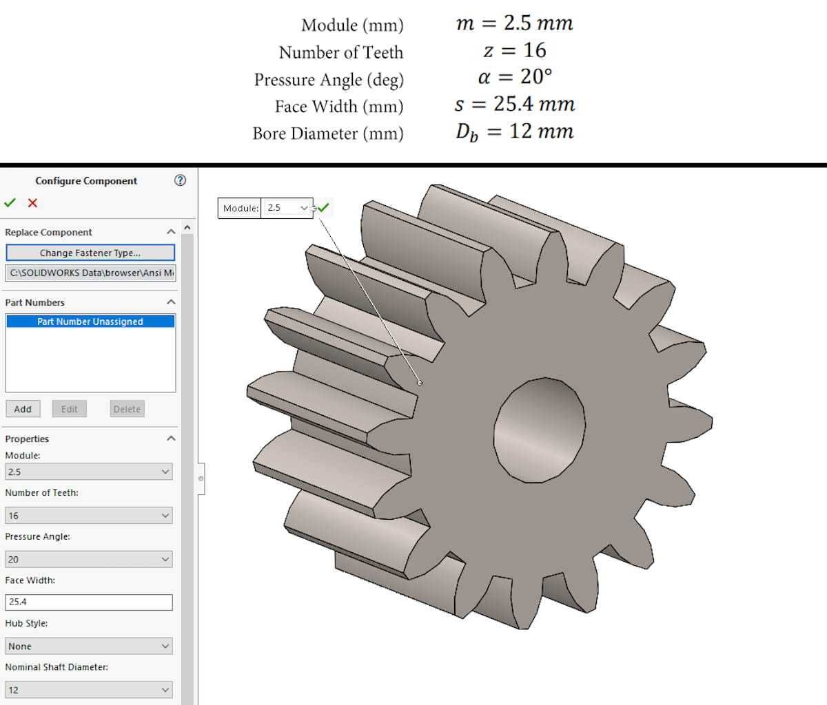 Spur gear calculation