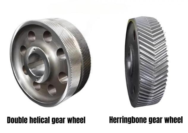 Double helical and herringbone gear wheel