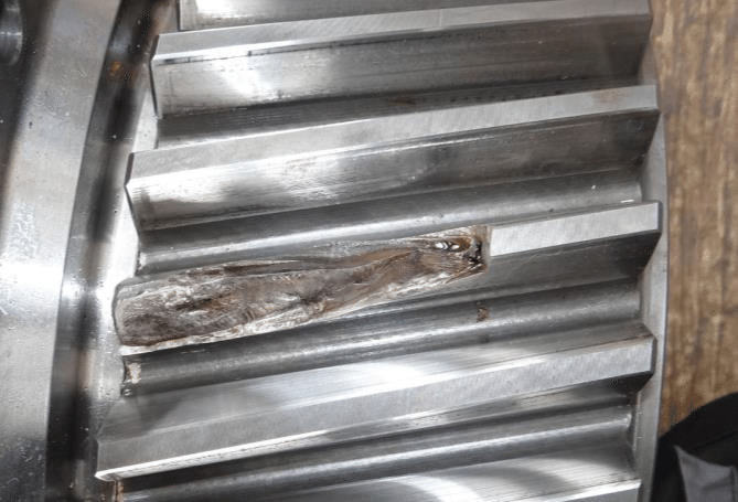 broken gear teeth failure close-up