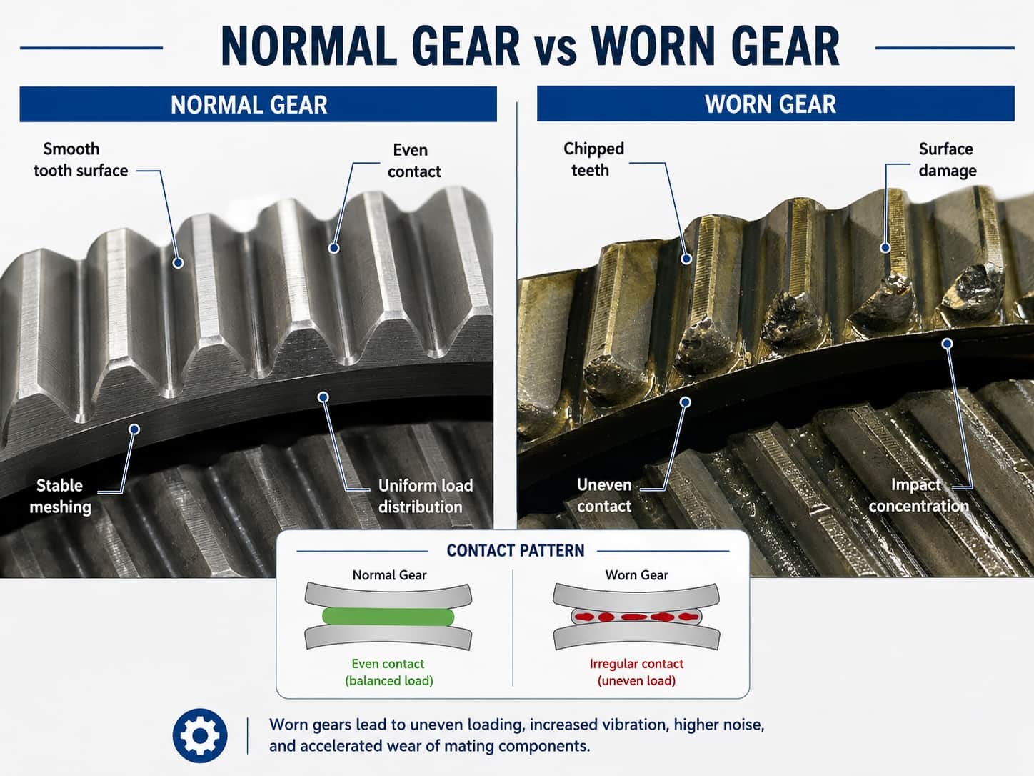normal gear vs worn gear