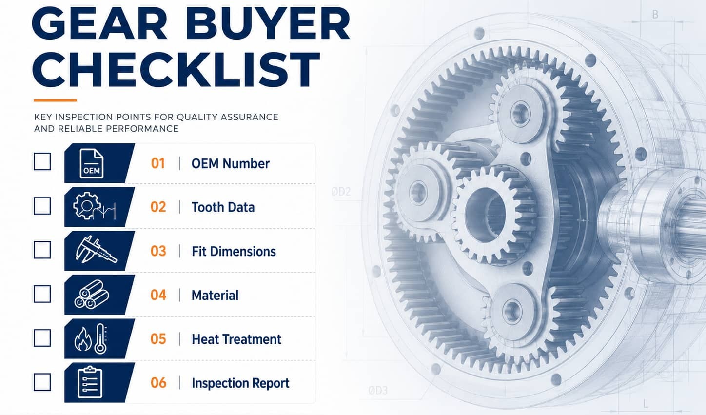 planetary transmission gear buyer checklist OEM material inspection