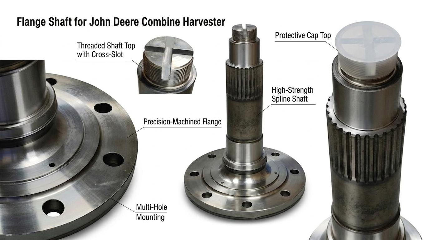 Finished custom flange shaft for combine harvester transmission application