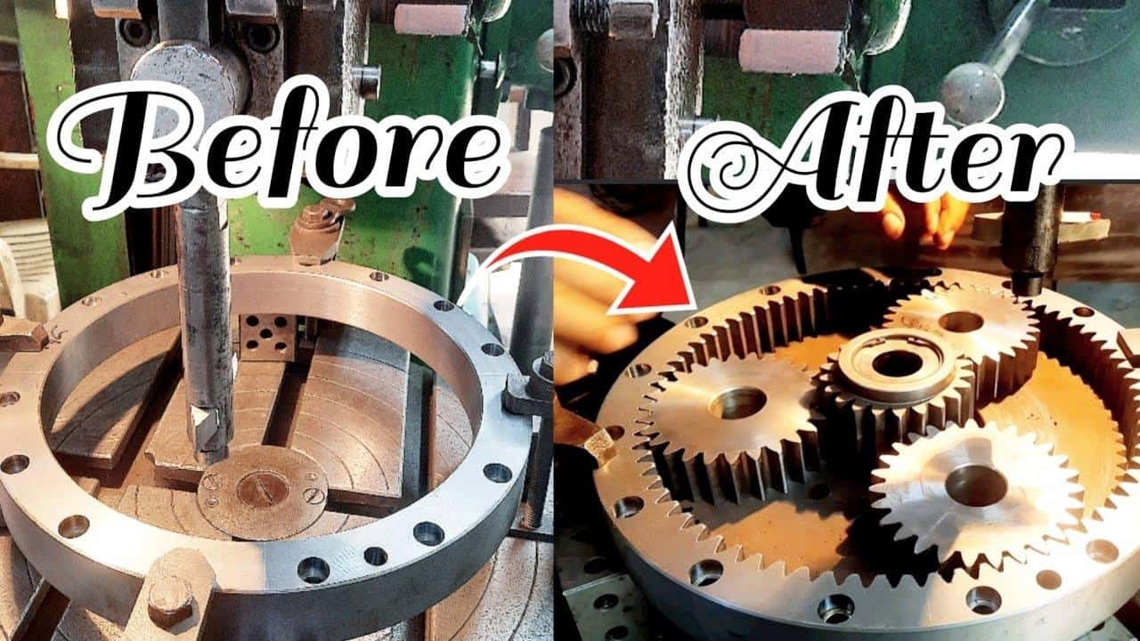 Before and after internal gear machining