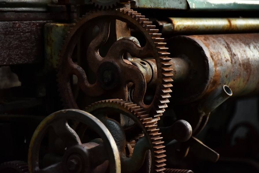 Interlocking gears in an industrial machine