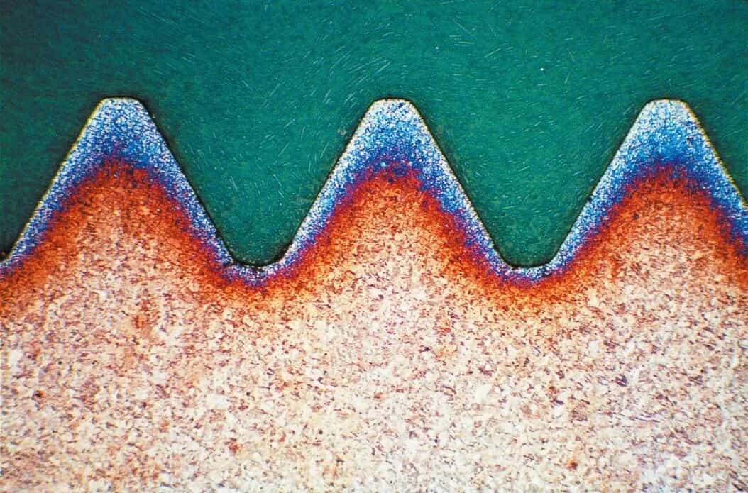 gear tooth cross-section showing surface hardness
