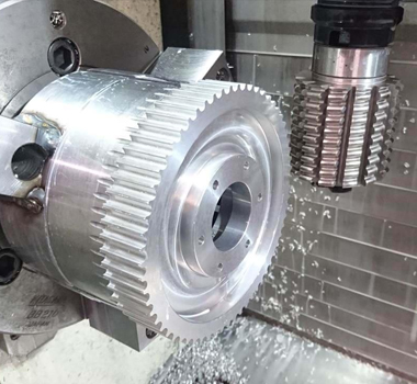 Timing pulley tooth and V-belt groove machining