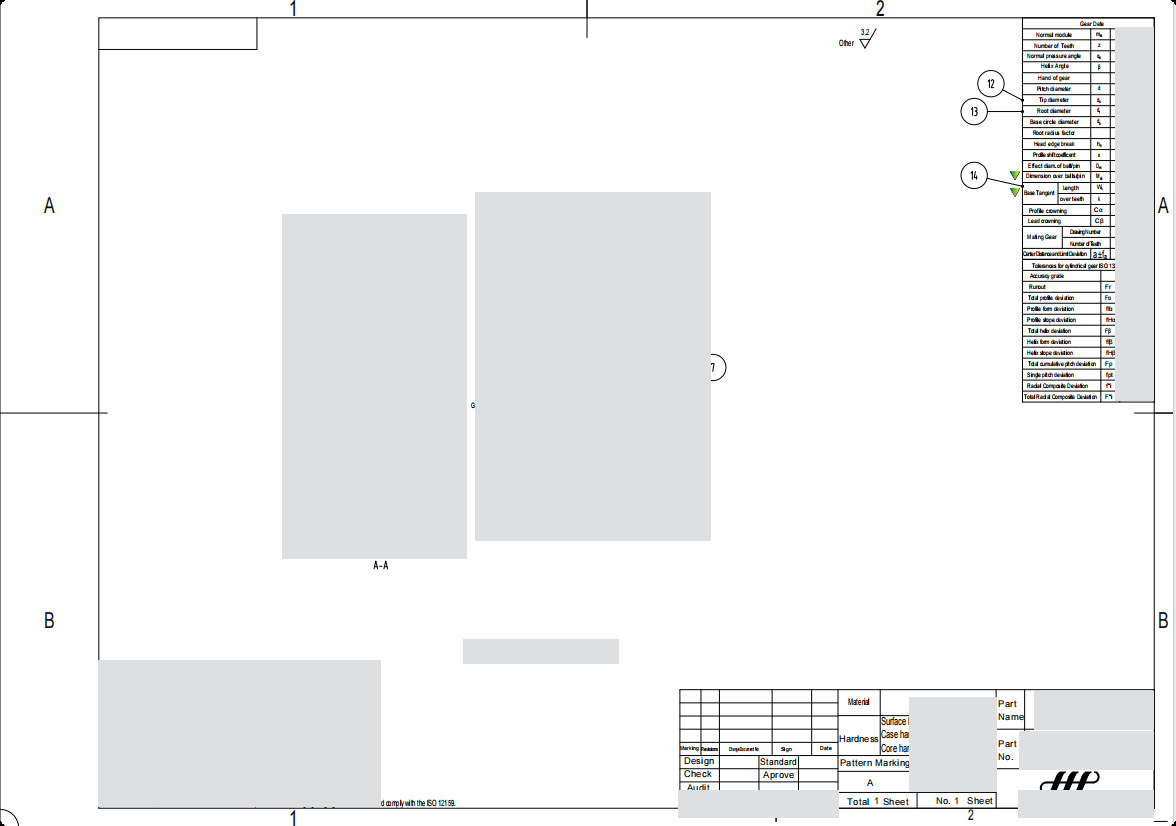 Drawing review for custom agricultural gear development