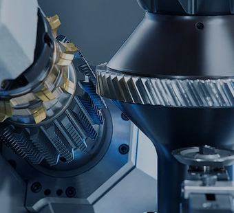 Gear cutting equipment working on a gear component