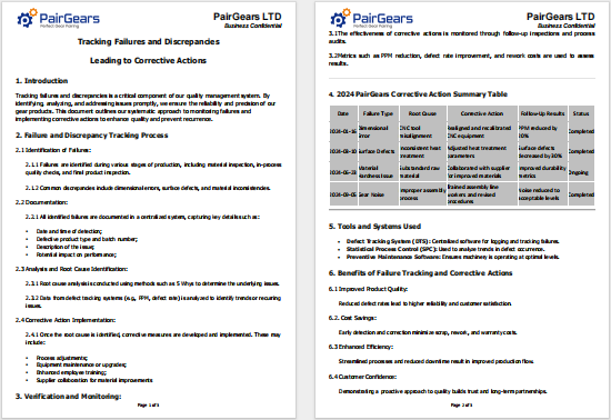 Tracking Failures and Discrepencies Leads to Corrective Actions