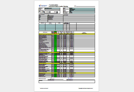 New Production Development Plan (APQP)