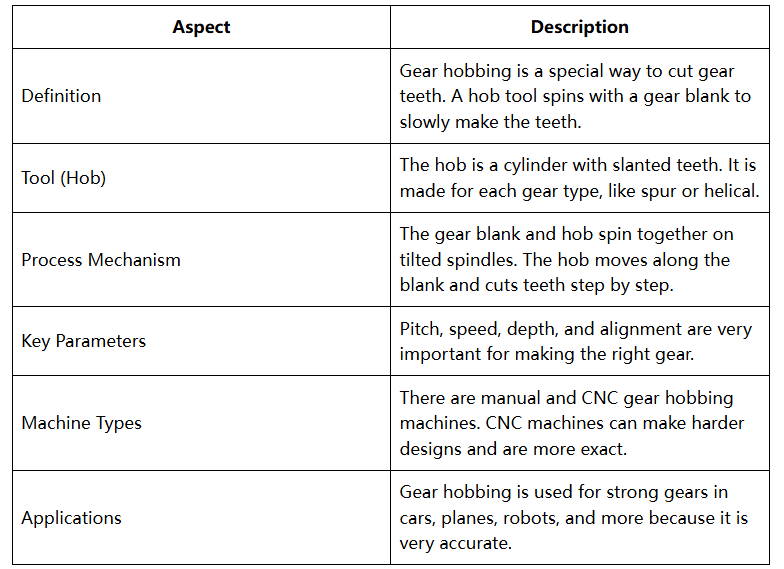 The main part of gear hobbing