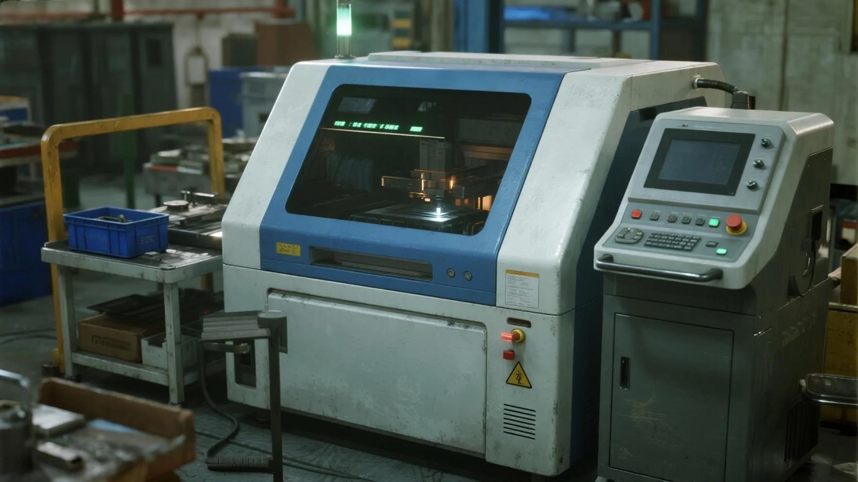 Compact fiber laser machine in workshop
