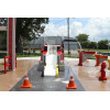 Warning pillar fountain for water play equipment